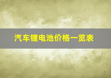 汽车锂电池价格一览表