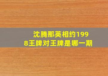 沈腾那英相约1998王牌对王牌是哪一期