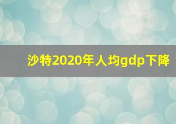 沙特2020年人均gdp下降