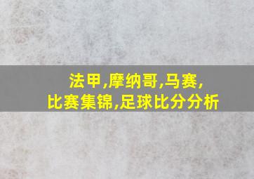 法甲,摩纳哥,马赛,比赛集锦,足球比分分析