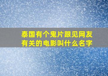 泰国有个鬼片跟见网友有关的电影叫什么名字