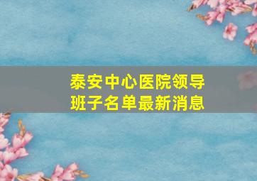 泰安中心医院领导班子名单最新消息