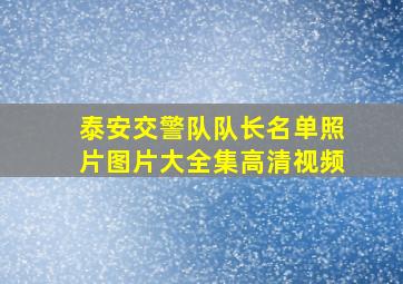 泰安交警队队长名单照片图片大全集高清视频