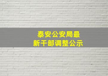 泰安公安局最新干部调整公示