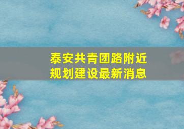 泰安共青团路附近规划建设最新消息