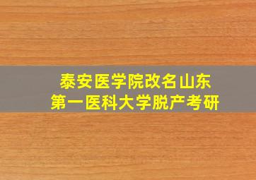 泰安医学院改名山东第一医科大学脱产考研