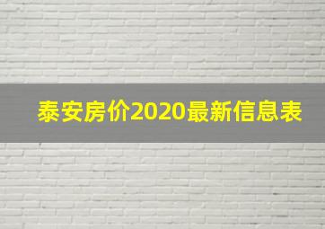 泰安房价2020最新信息表