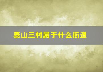 泰山三村属于什么街道