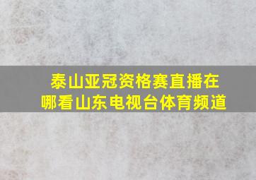 泰山亚冠资格赛直播在哪看山东电视台体育频道