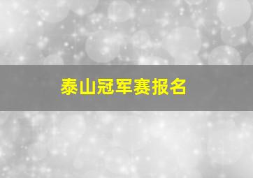 泰山冠军赛报名