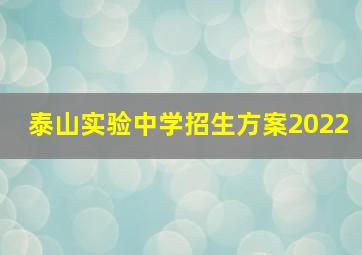 泰山实验中学招生方案2022