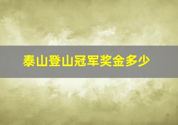 泰山登山冠军奖金多少