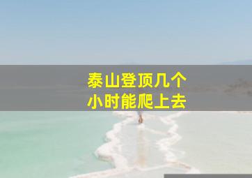 泰山登顶几个小时能爬上去