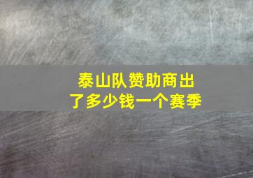 泰山队赞助商出了多少钱一个赛季