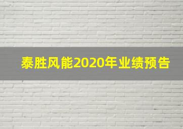 泰胜风能2020年业绩预告