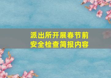 派出所开展春节前安全检查简报内容