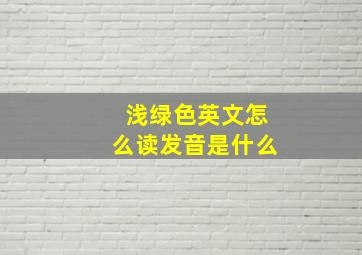 浅绿色英文怎么读发音是什么