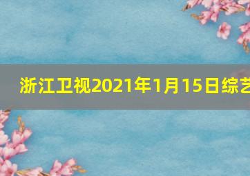 浙江卫视2021年1月15日综艺