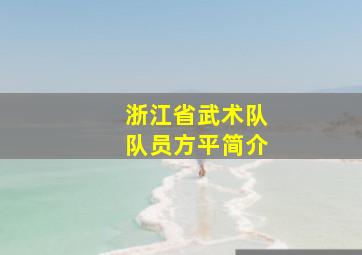 浙江省武术队队员方平简介