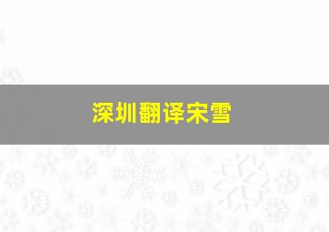 深圳翻译宋雪