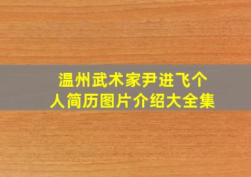 温州武术家尹进飞个人简历图片介绍大全集