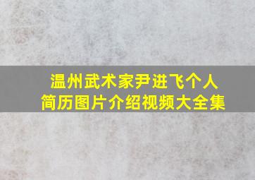 温州武术家尹进飞个人简历图片介绍视频大全集