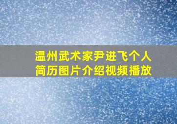 温州武术家尹进飞个人简历图片介绍视频播放