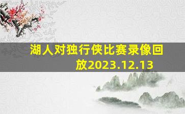 湖人对独行侠比赛录像回放2023.12.13