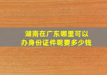 湖南在广东哪里可以办身份证件呢要多少钱