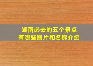 湖南必去的五个景点有哪些图片和名称介绍