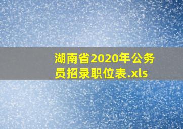 湖南省2020年公务员招录职位表.xls