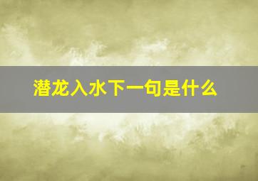 潜龙入水下一句是什么