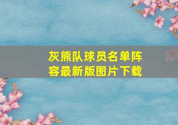 灰熊队球员名单阵容最新版图片下载