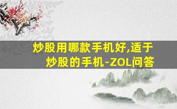 炒股用哪款手机好,适于炒股的手机-ZOL问答