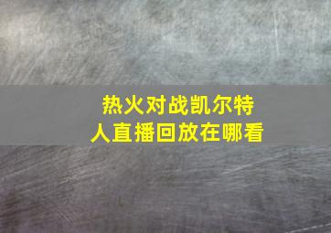 热火对战凯尔特人直播回放在哪看