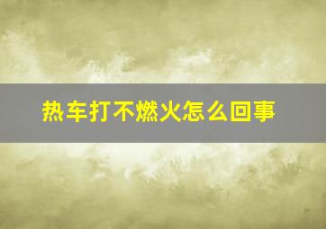 热车打不燃火怎么回事