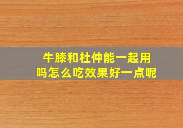 牛膝和杜仲能一起用吗怎么吃效果好一点呢