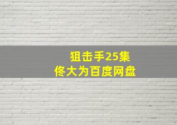 狙击手25集佟大为百度网盘