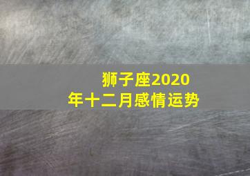 狮子座2020年十二月感情运势