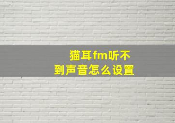 猫耳fm听不到声音怎么设置