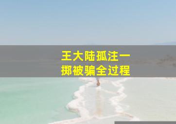 王大陆孤注一掷被骗全过程