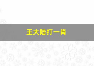 王大陆打一肖