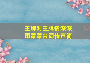 王牌对王牌情深深雨蒙蒙台词传声筒