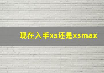 现在入手xs还是xsmax