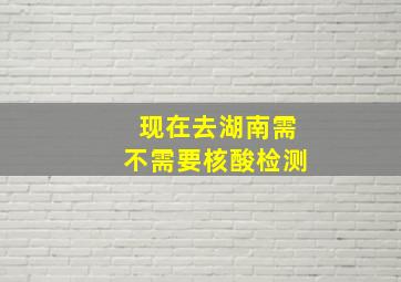 现在去湖南需不需要核酸检测