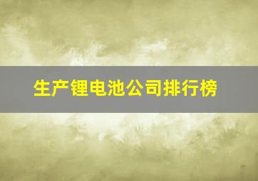 生产锂电池公司排行榜