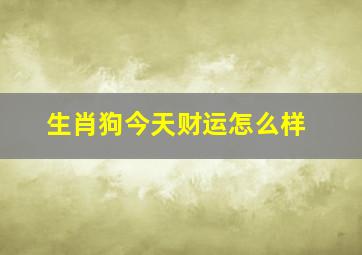 生肖狗今天财运怎么样