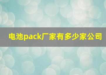 电池pack厂家有多少家公司