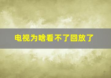 电视为啥看不了回放了