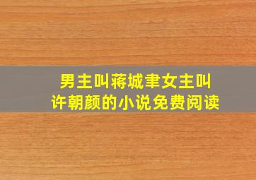 男主叫蒋城聿女主叫许朝颜的小说免费阅读